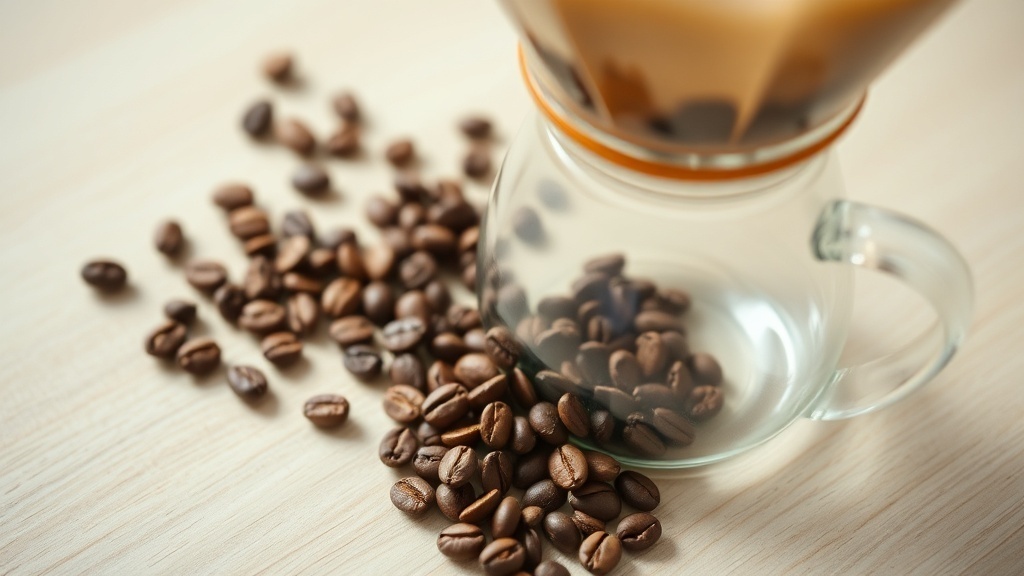 café longévité : tasse de café filtre et grains torréfiés