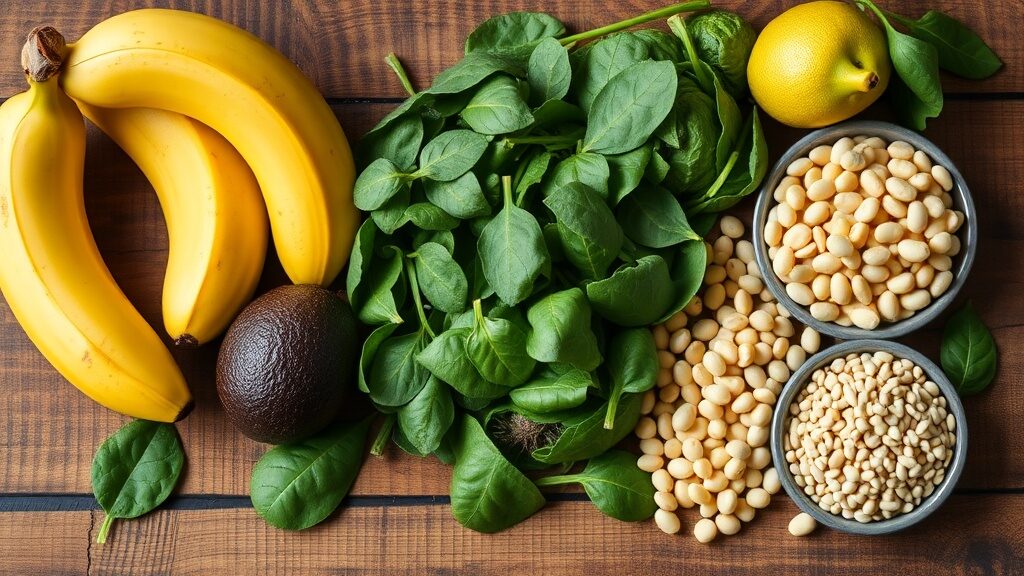 Bananes, avocat, épinards frais, citron et légumineuses, aliments riches en potassium