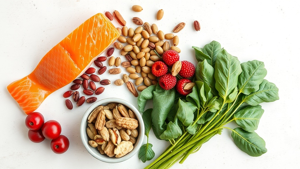 aliments longévité après 50 ans : poissons gras, légumineuses, fruits rouges, noix et légumes verts