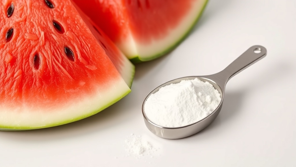 citrulline sous forme de poudre et pastèque, source naturelle