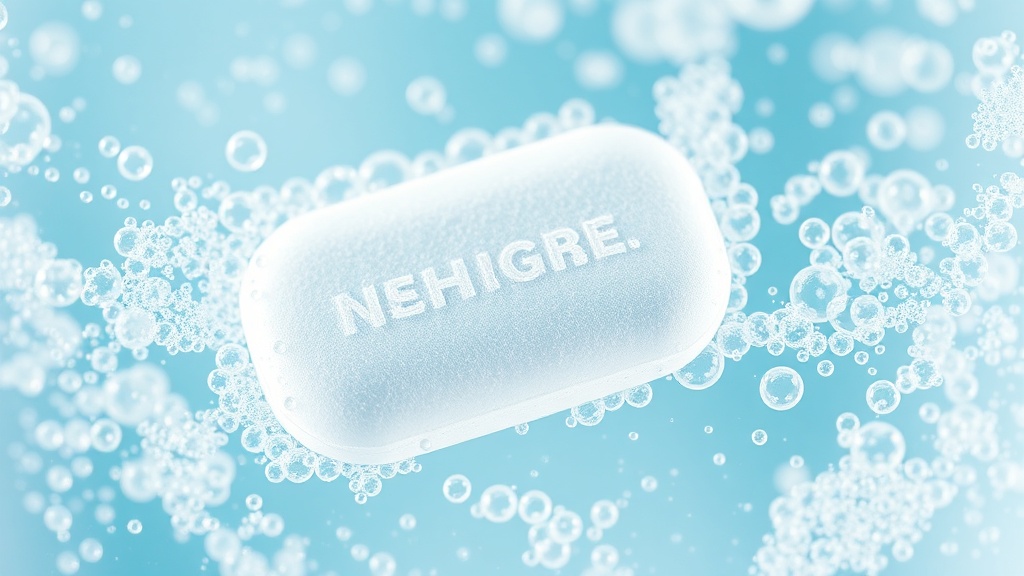 eau hydrogénée : pastille et bulles d'hydrogène