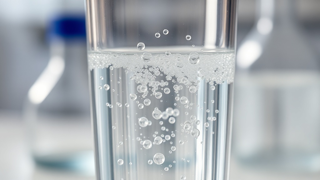 eau hydrogénée dans un verre en laboratoire scientifique