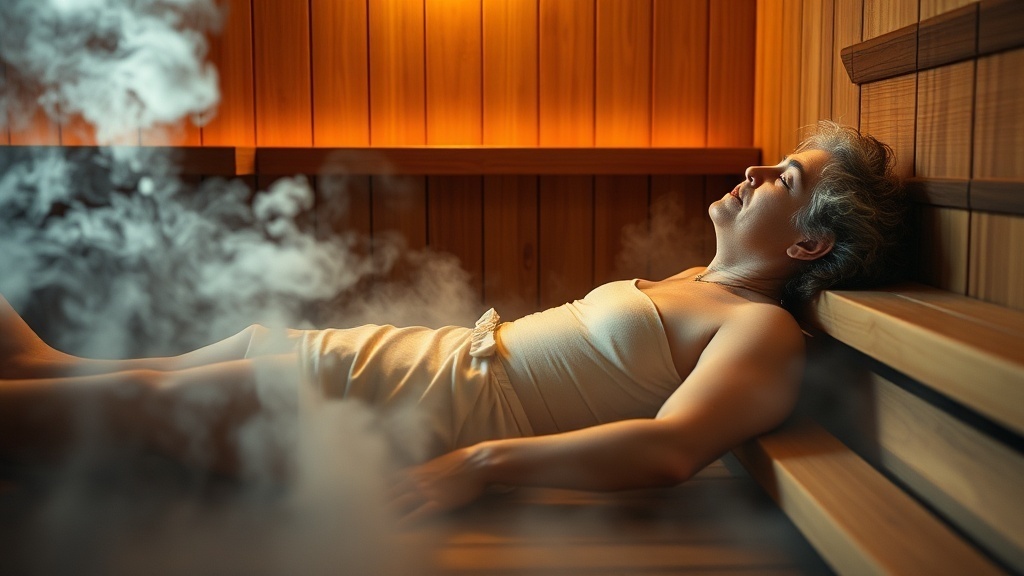 Sauna longévité : personne dans un sauna finlandais illustrant les bienfaits cardiovasculaires