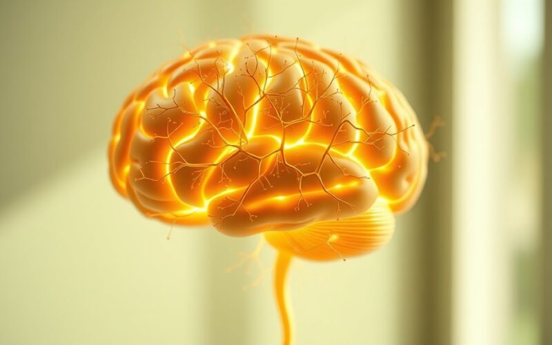 Cerveau lumineux symbolisant le BDNF et la neuroplasticité, formation Neuro-Longévité