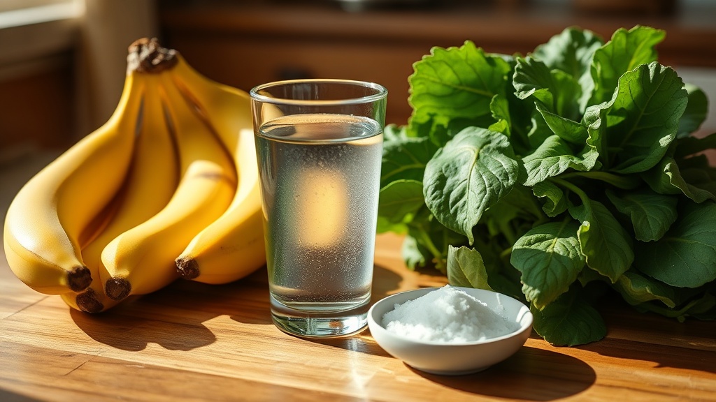 canicule et déminéralisation, verre d'eau et aliments riches en minéraux