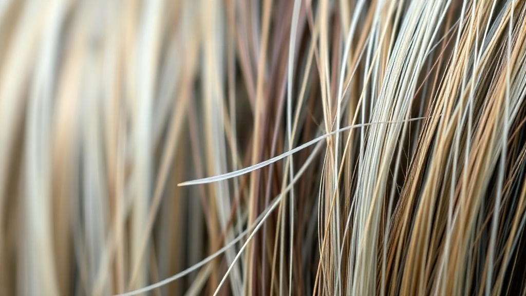 Cheveux blancs vus de près sur un cuir chevelu