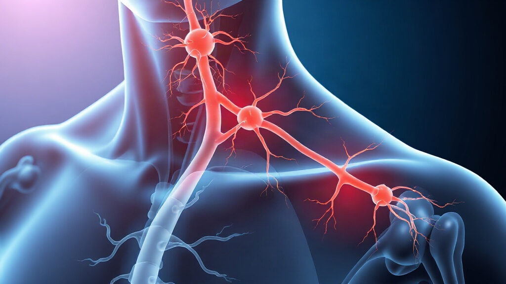 Réseau de vaisseaux et ganglions du système lymphatique dans le corps humain