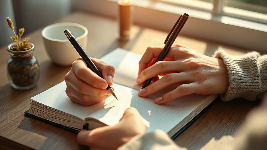 gratitude et activité cérébrale illustrée par une personne écrivant un journal