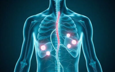 Illustration médicale en 3D du système lymphatique thoracique avec ganglions lymphatiques, au cœur de l'immunité